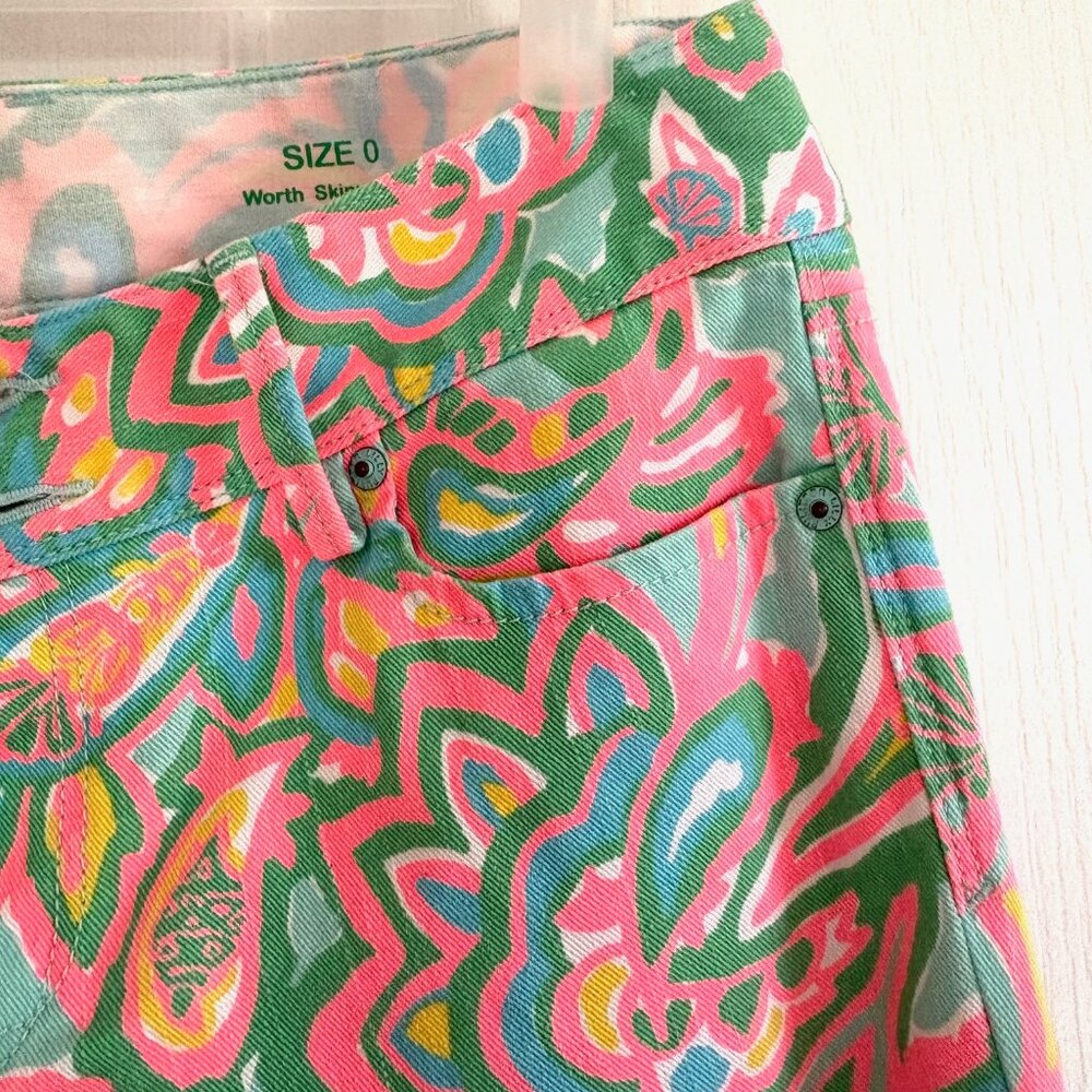 Lilly Pulitzer Worth Skinny Mini Jeans Size 0 Crop Jeans Multi Color - Picture 6 of 13